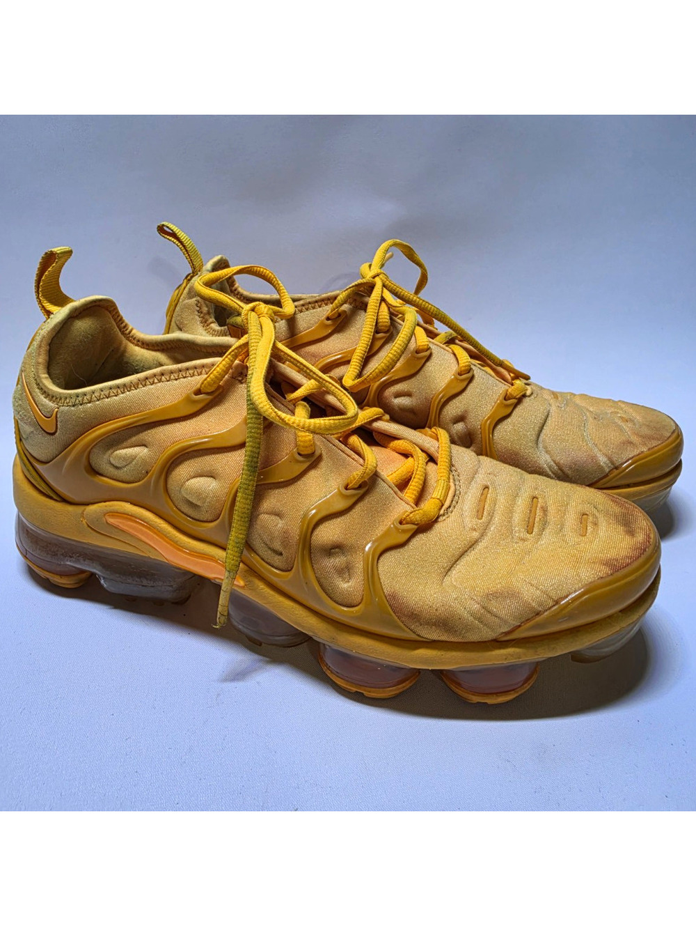 Nike Air VaporMax Plus Yellow Lace-Up Low Top Men's Sneakers CW7011-800 2020
